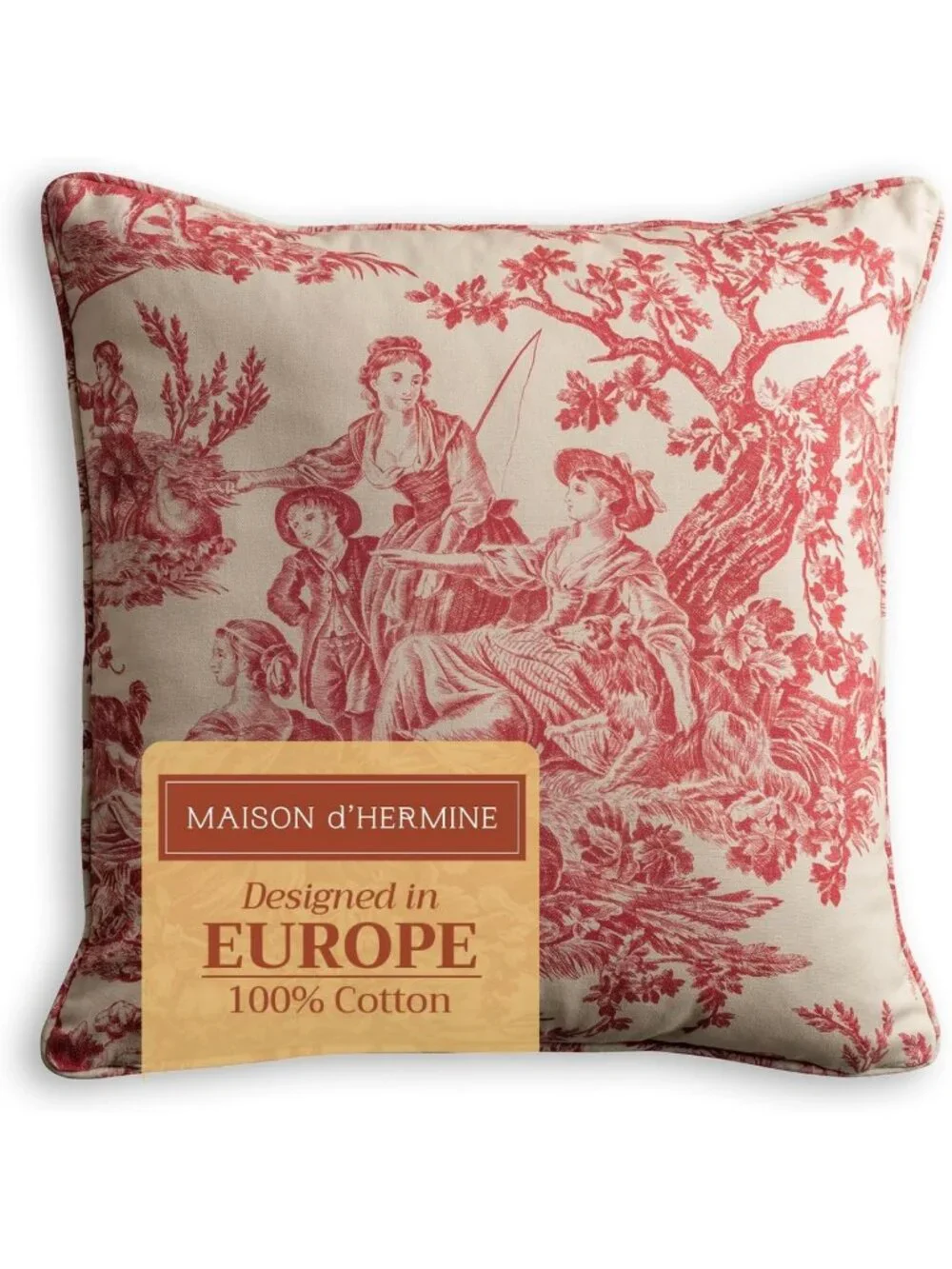Decorative 18x18 Cotton Pillow Covers - Toile Throw Pillows for Couch & Chair